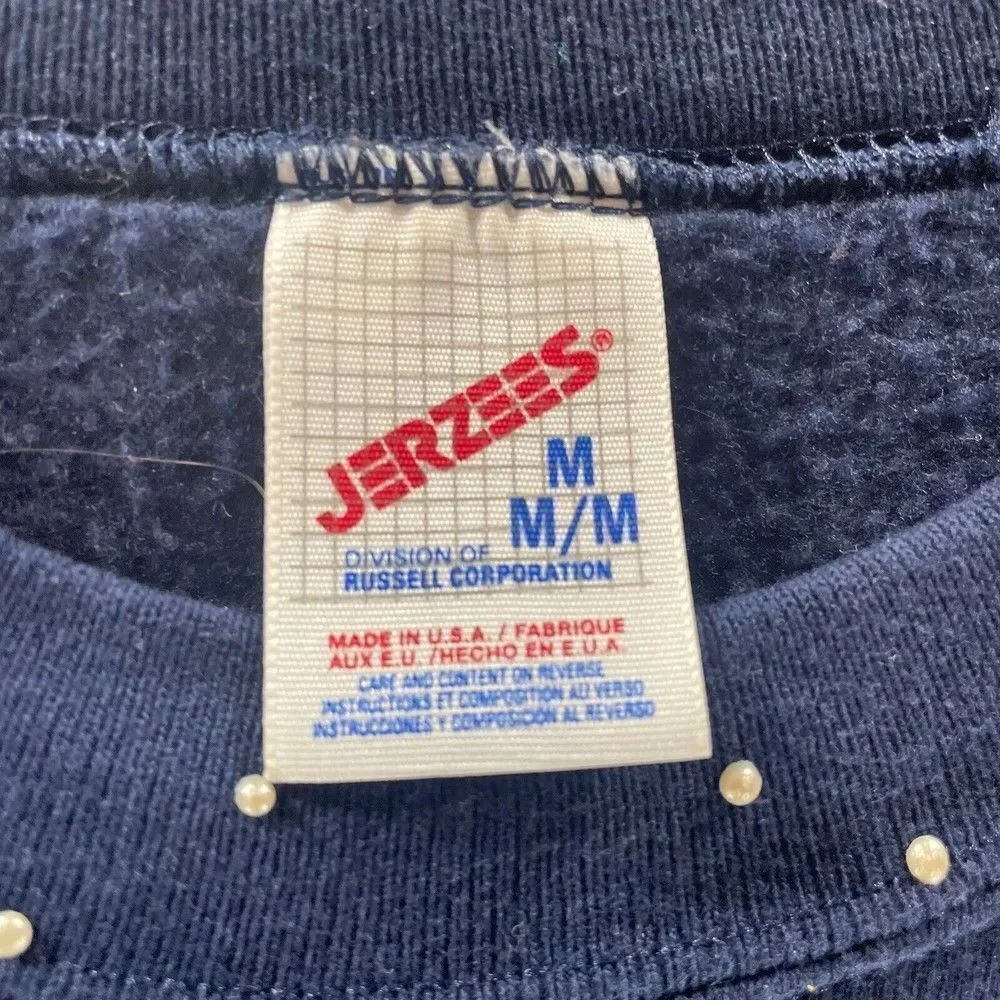Vintage‎ Snowflake Sweatshirt Womens Medium Blue Pullover Jerzees Made In USA